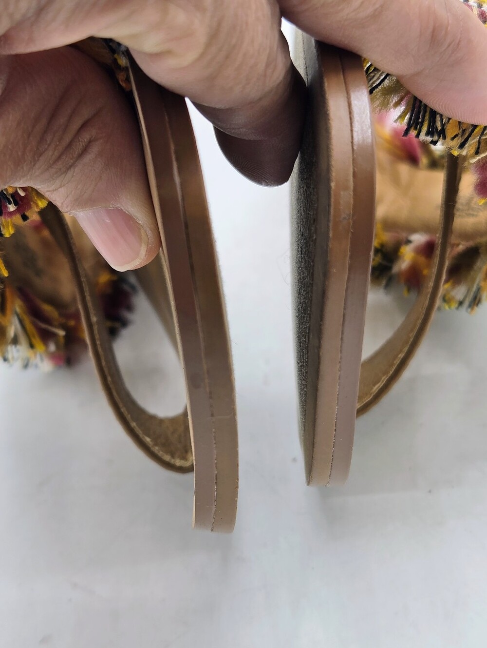 Crown Vintage Somaya Embellished Fringe Flat Sandals Tan Brown 9M - Picture 8 of 16
